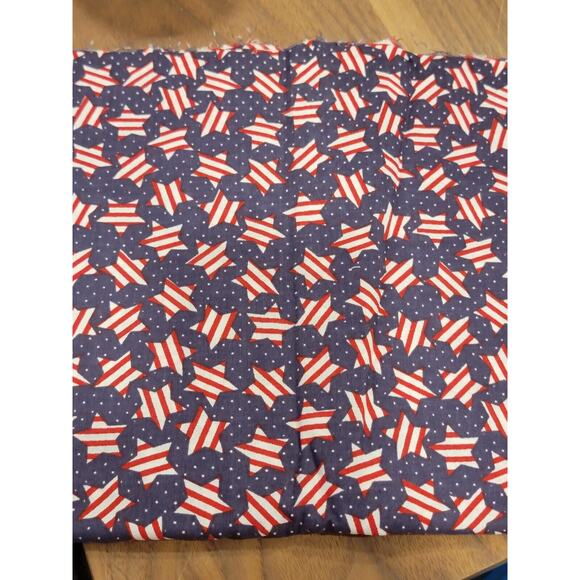 Patriotic Stars And Stripes Blue Cotton Fabric 2yards New - Picture 1 of 3